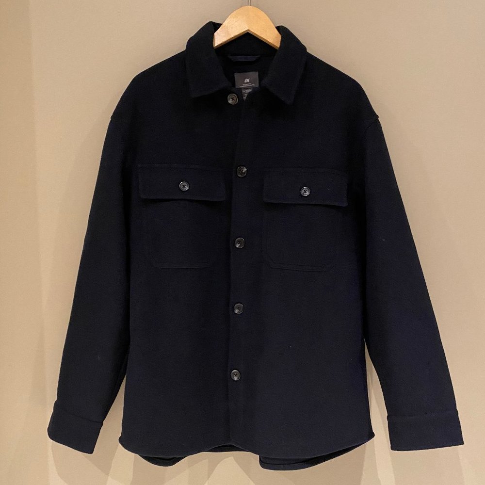 HM Relaxed Fit Shirt Jacket Men's | Navy Blue | M